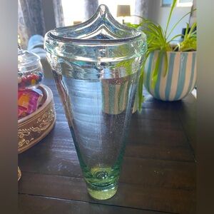 10” green tint wall vase.